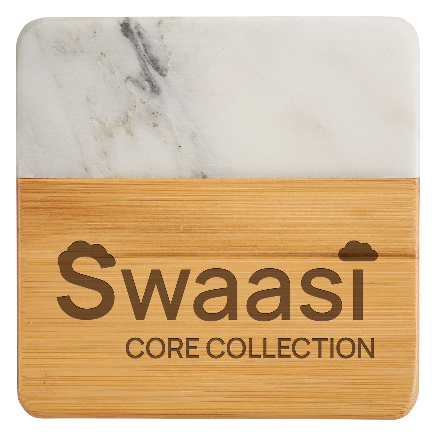 Swaasi Core - Marble and Bamboo Coaster Set